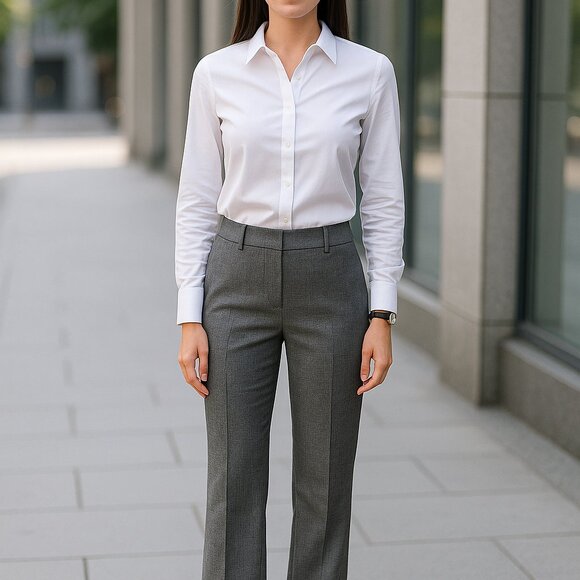 Express Design Studio Gray Dress Pants Women’s 2R – Linen Blend, Flat Front - Picture 1 of 9